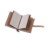 MAPHRWZ Leather Refillable Notebook, Premium Writing Journal for Poets, Business Professionals, Artists, Designers, with, Lined, Grid Paper, Brass Closure, Durable Cover (Beige)