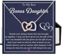 Mapileng To My Bonus Daughter Necklace, Stepdaughter Gifts from Stepmom, Stepdaughter Gifts from Stepdad, Christmas Gift for Bonus Daughter To My Beautiful Bonus Necklace Unbiological, 0.8 inches
