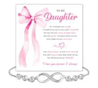 Mapileng To My Daughter Star Heart Bracelet From Mom & Dad With Heartfelt Message & Elegant Box, Jewelry Gift For Women From Mother Father On Graduation, Birthday, Wedding, Christmas & More, Star