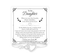 Mapileng To My Daughter Star Heart Bracelet From Mom & Dad With Heartfelt Message & Elegant Box, Jewelry Gift For Women From Mother Father On Graduation, Birthday, Wedding, Christmas & More, Star
