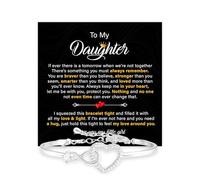 Mapileng To My Daughter Star Heart Bracelet From Mom & Dad With Heartfelt Message & Elegant Box, Jewelry Gift For Women From Mother Father On Graduation, Birthday, Wedding, Christmas & More, Star