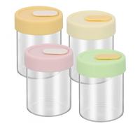 Mapille Storage Jars, 400 ml, Set of 4 Glass Containers Made of Borosilicate Glass with Silicone Lid, for Overnight Oats, Yogurt, Baby Porridge, Meal Prep, BPA-Free, Microwave and Dishwasher Safe