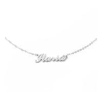 MAPIMANIA - Personalised Name Necklace Stainless Steel Gift Women Birthday Graduation Silver Chain Girl, Unica (lunghezza massima catenina 21cm), Stainless Steel, No Gemstone