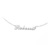 MAPIMANIA - Personalised Name Necklace Stainless Steel Gift Women Birthday Graduation Silver Chain Girl, Unica (lunghezza massima catenina 21cm), Stainless Steel, No Gemstone