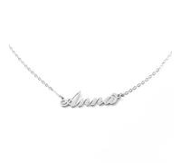 MAPIMANIA - Personalised Name Necklace Stainless Steel Gift Women Birthday Graduation Silver Chain Girl, Unica (lunghezza massima catenina 21cm), Stainless Steel, No Gemstone