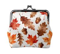 Maple Acorn Fall Leather Coin Purse for Women-Small Kiss Lock Wallet, Mini Card Holder for Keys Lipstick, Cute Change Purse for Travel