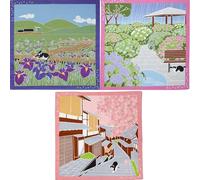 Maple and Moon Japanese Furoshiki Wrapping Cloth Chill Walk「Sakura」「Iris flower」「Hydrangea」3-piece Set