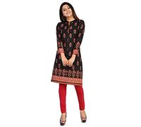 Maple Clothing Indian Kurtis for Women Long Kurta India Tunic Tops, Black, XXL
