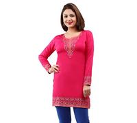 Maple Clothing Women's Short Kurti Printed Indian Tunic Top Kurta India Clothing - Pink - XXXXL