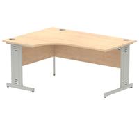 Maple Deluxe Ergonomic Office Desk Left, 160wx120/80dx73h (cm), Silver Frame, Fully Installed