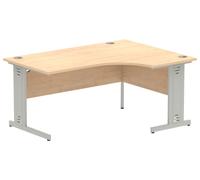 Maple Deluxe Ergonomic Office Desk Right, 160wx120/80dx73h (cm), Silver Frame, Express Delivery