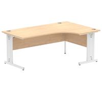 Maple Deluxe Ergonomic Office Desk Right, 180wx120/80dx73h (cm), White Frame, Express Delivery