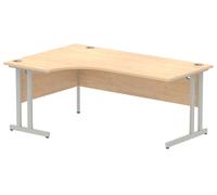 Maple Ergonomic Office Desk Left, 180wx120/80dx73h (cm), Silver Cantilever Frame, Fully Installed