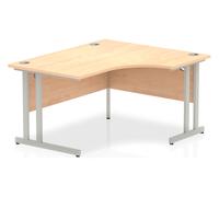 Maple Ergonomic Office Desk Right, 140wx120/80dx73h (cm), Silver Cantilever Frame, Fully Installed