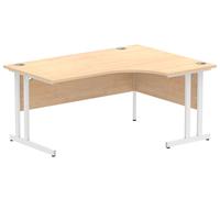 Maple Ergonomic Office Desk Right, 160wx120/80dx73h (cm), White Cantilever Frame