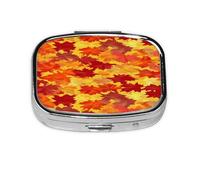 Maple Fall Leaf Pattern Pill Case Pill Box Travel Pill Organizer Small Square Medicine Box for Purse & Pocket Gifts