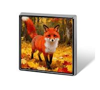 Maple Forest Fox Shadow Badge Brooches Unique And Distinctive Square Alloy Emblem Brooch Cute Patterns Casual Clothing Pin For Clothing, Backpacks, Hats, Business Events & Daily Decoration