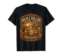 Maple Hollow Coffee House Vintage Autumn Coffee Lover Design T-Shirt