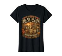 Maple Hollow Coffee House Vintage Autumn Coffee Lover Design Value Graphic T-Shirt, Women, Black, XS
