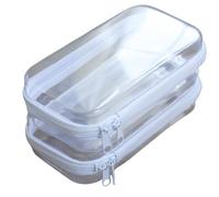 Maple & Lark Bliss Bins - Hard Sided Clear Zipper Case for Storage - Professional-Grade Plastic Clear Zipper Pencil Case, Toiletry Pouch, Travel Organizer, Cosmetic Bag, Toy Storage Bins (2 Pack, XS)