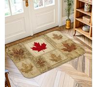 Maple Leaf Area Rug, Fall Rustic Autumn Leaves Wood Pattern Fall Red Non-Slip Soft Doormat Throw Rug Stain Resistant Bathroom Entryway Bedside Doorway Decor 2' X 3'