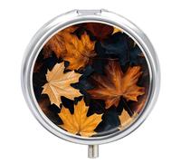 Maple Leaf Art Painting Pill Box, 3 Compartment Small Pill Case Waterproof Travel Pill Organizer for Pocket Or Purse Portable Mini Medicine Tablet Vitamin Holder Pill Case