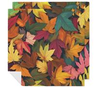 Maple Leaf Autumn Cloth Napkins 2 Pack Fall Colorful Reusable Dinner Table Napkins for Home Hotel Restaurant Weddings Party