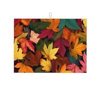 Maple Leaf Autumn Dish Drying Mat Absorbent Draining Board Pad for Kitchen Counter Fall Colorful Coffee Mat Dishes Drainer Protector with Hanging Loop 18 x 24 Inch