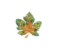 Maple Leaf Brooch Pin Fall Vintage Colorful Crystal Red Leaves Flower Gold Chic Rhinestone CZ Lapel Pin for Women Autumn Thanksgiving Wedding Bridal Christmas Party Clothing Hat Bag Accessories, M