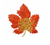 Maple Leaf Brooch Pin Fall Vintage Colorful Crystal Red Leaves Flower Gold Chic Rhinestone CZ Lapel Pin for Women Autumn Thanksgiving Wedding Bridal Christmas Party Clothing Hat Bag Accessories, Alloy