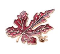 Maple Leaf Brooch Pin Red Enamel Alloy for Thanksgiving | Vintage French Style, Secure Fastening for Sweaters and Suits, Elegant Outfit Embellishment for Office Wear
