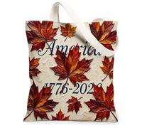 Maple Leaf Canvas Tote Bag for Women, Autumn Rustic Autumn Leaf Text Fall Red Washable Reusable Grocery Bags Ideas for Fami, Red, 13x15 Inch