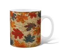 Maple Leaf Ceramic Coffee Mug, Fall Natural Leaves Yellow Leaf Fall Orange Novelty Hot Chocolate Mug with Handle Gift for Friends Family Lovers Eldership Senior Co-Worker 11 Oz