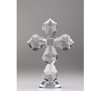 Maple Leaf crossCrystal Cross Traditional Standing Cross On Base 6.9x4.7inches Clear Glass Tabletop Figurine-Crystal Cross in Gift Box