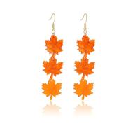 Maple Leaf Dangle Earrings for Women Fall Fashion Jewelry Red Autumn Leaf Drop Enamel Accent Statement Boho Earrings Seasonal Rustic Nature Inspired, Metal, No Gemstone