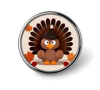 Maple Leaf Dark Brown Turkey Badges Pin, Personalized Exquisite Round Badge, 1 Inch Button Pins for Women And Men, Decorative Metal Round Brooch for Clothing, Backpacks, And Hats