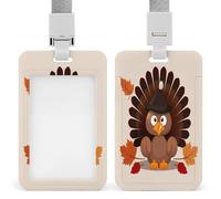 Maple Leaf Dark Brown Turkey ID Badge Holder Waterproof Card Protector Push-Pull Slot Work ID Card Holder with Lanyard Personalized Detachable Card Holders for Office Corporate Use