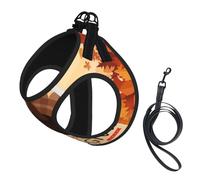 Maple Leaf Dark Brown Turkey Print Dog Harness Vest for Small Pets S