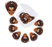 Maple Leaf Dark Brown Turkey Print Guitar Picks 12 Pack Guitar Plectrums with Storage Box Bass Picks For Acoustic Guitar Bass Electric Ukulele Includes 0.46mm, 0.71mm, 0.96mm