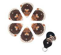 Maple Leaf Dark Brown Turkey Print Guitar Picks 6 Pack Guitar Plectrums with Pick Holders Bass Picks For Acoustic Guitar Bass Electric Ukulele Includes 0.46mm, 0.71mm, 0.96mm