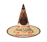 Maple Leaf Dark Brown Turkey Print Halloween Hat Wizard Party Decor 2 PCS