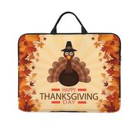 Maple Leaf Dark Brown Turkey Printed 14in Laptop Case Sleeve Bag – Portable Handle & Zipper – Ideal for Travel, Business & Office Use