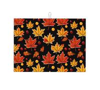 Maple Leaf Dish Drying Mat Absorbent Draining Board Pad for Kitchen Counter Fall Leaves Coffee Mat Dishes Drainer Protector with Hanging Loop 18 x 24 Inch