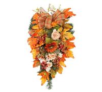 Maple Leaf Door Poster - Autumn Wreath with Pumpkins, Berries, Maple Leaves | Perfect Decorative Garland for Dinner, Fireplace or Door Decoration during the Season