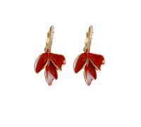 Maple Leaf Earrings for Women Rhinestone Fall Maple Leaf Earrings, Metal, No Gemstone
