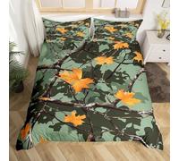 Maple Leaf Emperor Size Duvet Cover Set Reversible Quilt Cover 285x240 cm Tree Branch Silhouette Bedding Sets Ultra Soft 3D Comforter Covers Comfy Easy Care Non Iron Bed Set M/1448