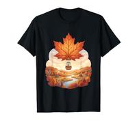 Maple Leaf Hot Air Balloon Fall Travel Art Value Graphic T-Shirt