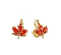 Maple Leaf Huggie Hoop Fall Earrings for Women Orange Red Crystal Pretty Earrings Dainty Small Hoops Engagement Wedding Prom Thanksgiving Party Festival Autumn Leaves Fall Jewelry Accessories