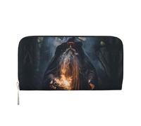 Maple Leaf in the Sun Leather clutch bags zipper wallets and card holders are perfect for travel or daily use, Magician, One Size