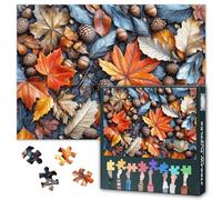 Maple Leaf Jigsaw Puzzles, Vibrant Autumn Leaves and Acorns Puzzle for Adults 1000 Pieces, Autumn Impossible Jigsaw Puzzles for Adults, 19.5 x 27.5 Inch